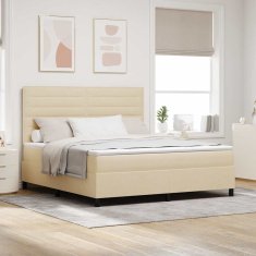 Vidaxl Box Spring postelja z vzmetnico krem super king tkanina