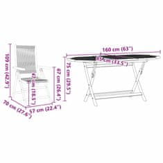 Vidaxl Zložljiva vrtna miza 5 pcs Bež 160x85x75 cm Masiven les akacije