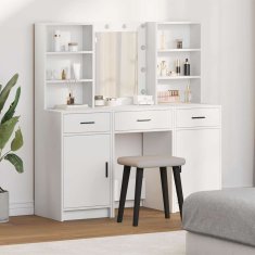 Vidaxl 3-delni set toaletne mize v beli barvi iz umetnega lesa