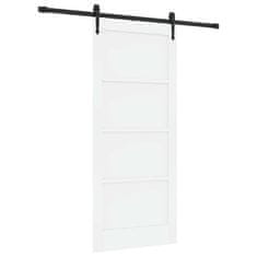 Vidaxl Drsna vrata Bela in črna 86 x 198,5 cm Trd borov les in jeklo