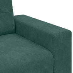 Vidaxl Kavčna garnitura 3 pcs Temno zelena 221 x 80 x 80 cm Žamet
