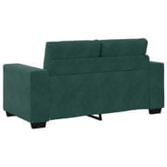 Vidaxl Kavčna garnitura 3 pcs Temno zelena 221 x 80 x 80 cm Žamet