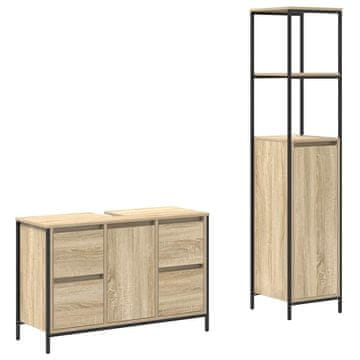 Vidaxl Komplet pohištva za kopalnico 2 pcs Sonoma hrast in črna
