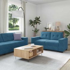 Vidaxl Kavčna garnitura 3 szt. Modra 221 x 80 x 80 cm Žamet