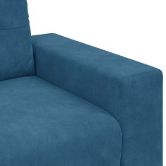 Vidaxl Kavčna garnitura 3 szt. Modra 221 x 80 x 80 cm Žamet
