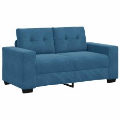 Vidaxl Kavčna garnitura 3 szt. Modra 221 x 80 x 80 cm Žamet