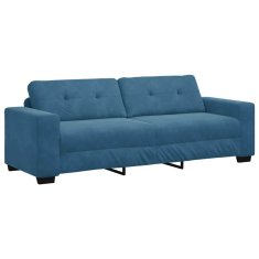 Vidaxl Kavčna garnitura 3 szt. Modra 221 x 80 x 80 cm Žamet