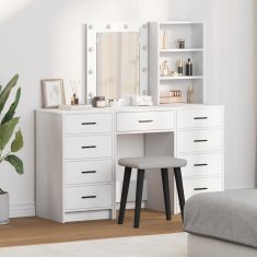 Vidaxl 3 delni komplet toaletne mizice z LED belo inženirsko les