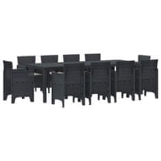 Vidaxl Komplet za jedilnico v vrtu 11 pcs Antracit Polt rattan