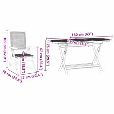 Vidaxl Zložljiva vrtna miza 5 pcs Črna