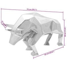 Vidaxl Skulptura bika srebrna 74 x 23 x 39 cm Aluminij