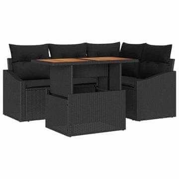 Vidaxl Komplet za jedilnico v vrtu Črna in rjava 100 x 55 x 73 cm
