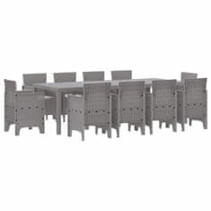 Vidaxl Komplet za jedilnico v vrtu 11 pcs Svetlo siva Polt rattan