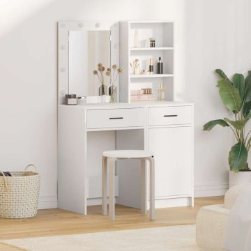 Vidaxl 2-delni WC set z LED osvetlitvijo, bel inženirski les