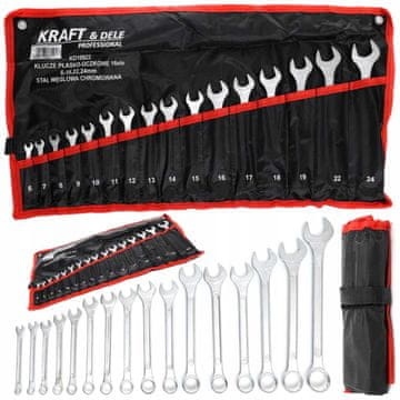 shumee KRAFT&DELE KOMPLET VILIČASTIH KLJUČEV 6-24 mm PLOŠČATI OBROČNI KLJUČI 16 KOSOV