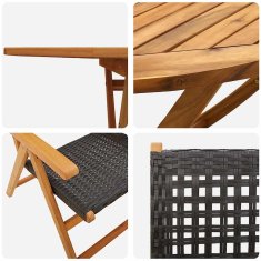 Vidaxl Zložljiva vrtna miza 5 pcs Črna