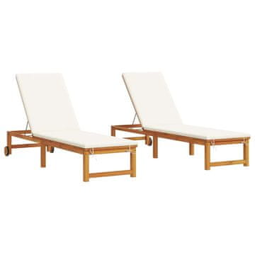 Vidaxl Ležalnik 2 szt. Rjava 202 x 53 x 89 cm Masiven les akacije