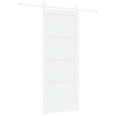 Vidaxl Drsna vrata Bela 83 x 202 cm Trd borov les in jeklo