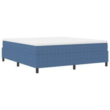 Vidaxl Postelja z vzmetnico Modra in bela 180 x 200 cm Žametna tkanina