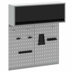 Vidaxl 3-delni komplet orodnih omaric in pegboarda, montiran na steno, črna kovina