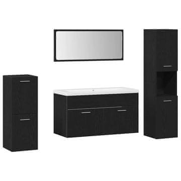 Vidaxl Komplet pohištva za kopalnico z vrati 5 pcs Črna Orehovina