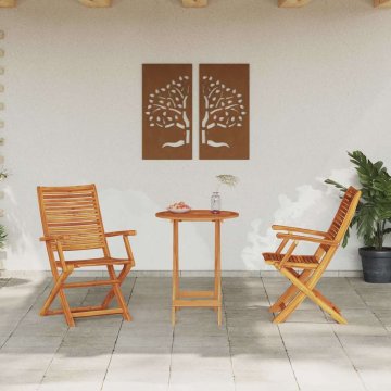 Vidaxl Set za zunanje pohištvo 3 pcs Naravno les 60 x 60 x 75 cm
