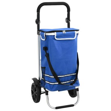 Vidaxl Nakupovalni voziček Modra 36.5 x 46.5 x 100.5 cm Oxford tkanina