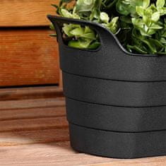 shumee Črn vrtni lonec 44,5x13,5x14,5 cm podolgovat z ročaji