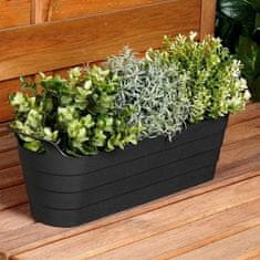 shumee Črn vrtni lonec 44,5x13,5x14,5 cm podolgovat z ročaji