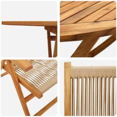 Vidaxl Zložljiva vrtna miza 5 pcs Bež 160x85x75 cm Masiven les akacije