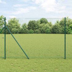 Vidaxl Varjen žična ograja s 7 stebri Zeleno 1.6x10 m Jeklo