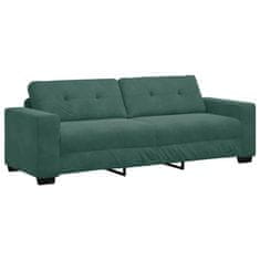 Vidaxl Kavčna garnitura 3 szt. Temno zelena 221 x 80 x 80 cm Žamet