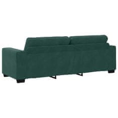 Vidaxl Kavčna garnitura 3 pcs Temno zelena 221 x 80 x 80 cm Žamet
