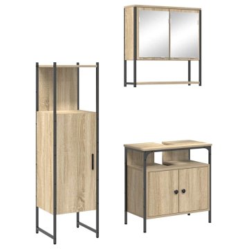 Vidaxl Komplet pohištva za kopalnico 3 pcs Rjava 33 x 33 x 120,5 cm
