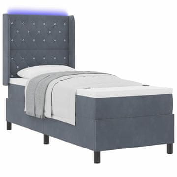 Vidaxl Postelja z vzmetnico z vzmetnico Temno siva 80 x 200 cm Žamet
