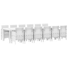 Vidaxl Komplet za jedilnico v vrtu 13 pcs Bela Polt rattan