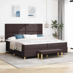 Vidaxl Postelja z vzmetnico z vzmetnico Temno rjava 200 x 200 cm blago