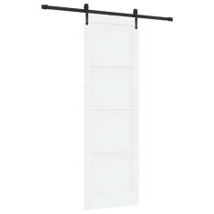 Vidaxl Drsna vrata Bela in črna 78 x 232 cm Trd borov les in jeklo
