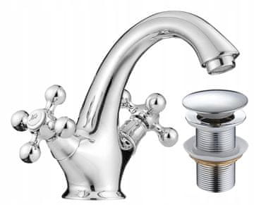 shumee Samostoječa armatura za umivalnik z zamaškom za umivalnik Stilo retro krom