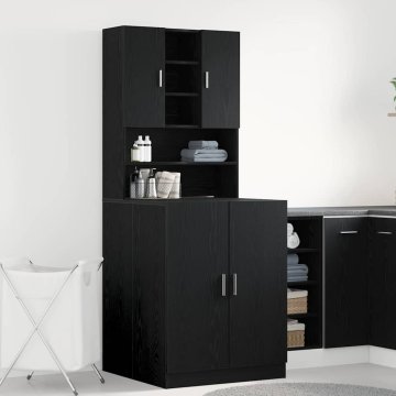 Vidaxl omare za pralne stroje 2 kosi črn hrast 70.5x71.5x181.5 cm