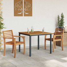 Vidaxl Zunanje mize Naravna in črna 90 x 90 x 75 cm Trden akacijev les