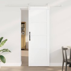 Vidaxl Drsna vrata Bela 73.5 x 211 cm Trd borov les in jeklo