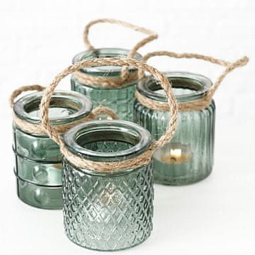 shumee Stekleno držalo za čajne svečke, zeleno, 9 cm, mix