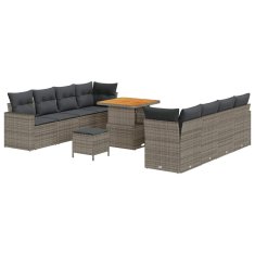 Vidaxl Vrtna sedežna garnitura z blazino 11 pcs Siva 80 x 80 x 71 cm
