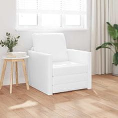 Vidaxl Tlačna kavč postelja z blazino Bela 74 x 77 x 81 cm Umetna koža
