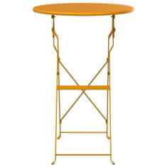 Vidaxl Bistro miza Gorčična Ø50x71 cm Praškasto lakirano jeklo