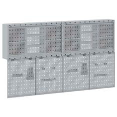 Vidaxl 4 delni orodjar in pegboard komplet za montažo na steno črna kovina