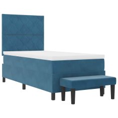 Vidaxl Postelja z vzmetnico z vzmetnico Temno modra 100 x 200 cm Žamet