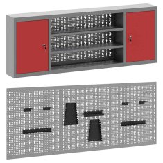 Vidaxl 6-delna omara za orodje in pegboard komplet, montiran na steno, rdeča kovinska
