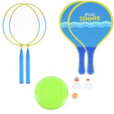 shumee NRZ053 3V1 / BADMINTON SET 2 RAKETI + 2 RAKETI ZA PLAŽO + ŽOGICE + FRIZBI JUNIOR NILS